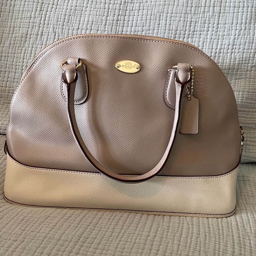 Coach Two-Tone Taupe and Cream Dome Satchel